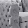 Single Seater Grey Sofa Classic Armchair Button Tufted in Velvet Fabric with Metal Legs - Image 4
