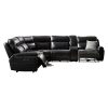 6 Seater Corner Sofa with Genuine Leather Black Armless Recliners Straight Console Lounge Set for Living Room - Image 2