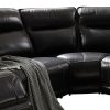 6 Seater Corner Sofa with Genuine Leather Black Armless Recliners Straight Console Lounge Set for Living Room - Image 3