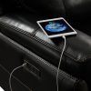 6 Seater Corner Sofa with Genuine Leather Black Armless Recliners Straight Console Lounge Set for Living Room - Image 11