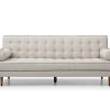 Sofa Bed 3 Seater Button Tufted Lounge Set for Living Room Couch in Fabric Beige Colour - Image 2
