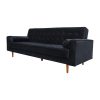 Sofa Bed 3 Seater Button Tufted Lounge Set for Living Room Couch in Velvet Black Colour - Image 3