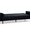 Sofa Bed 3 Seater Button Tufted Lounge Set for Living Room Couch in Velvet Black Colour - Image 4