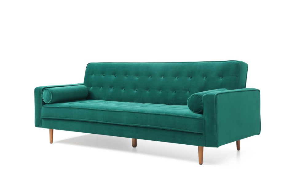 Sofa Bed 3 Seater Button Tufted Lounge Set for Living Room Couch in Velvet Green Colour - Image 3