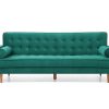 Sofa Bed 3 Seater Button Tufted Lounge Set for Living Room Couch in Velvet Green Colour - Image 4