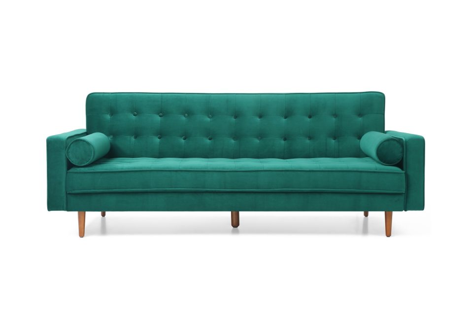 Sofa Bed 3 Seater Button Tufted Lounge Set for Living Room Couch in Velvet Green Colour - Image 4