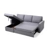 3 Seater Sofa Bed with pull Out Storage Corner Chaise Lounge Set in Grey - Image 3