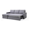 3 Seater Sofa Bed with pull Out Storage Corner Chaise Lounge Set in Grey - Image 2