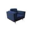 Single Seater Armchair Sofa Modern Lounge Accent Chair in Soft Blue Velvet with Wooden Frame - Image 3