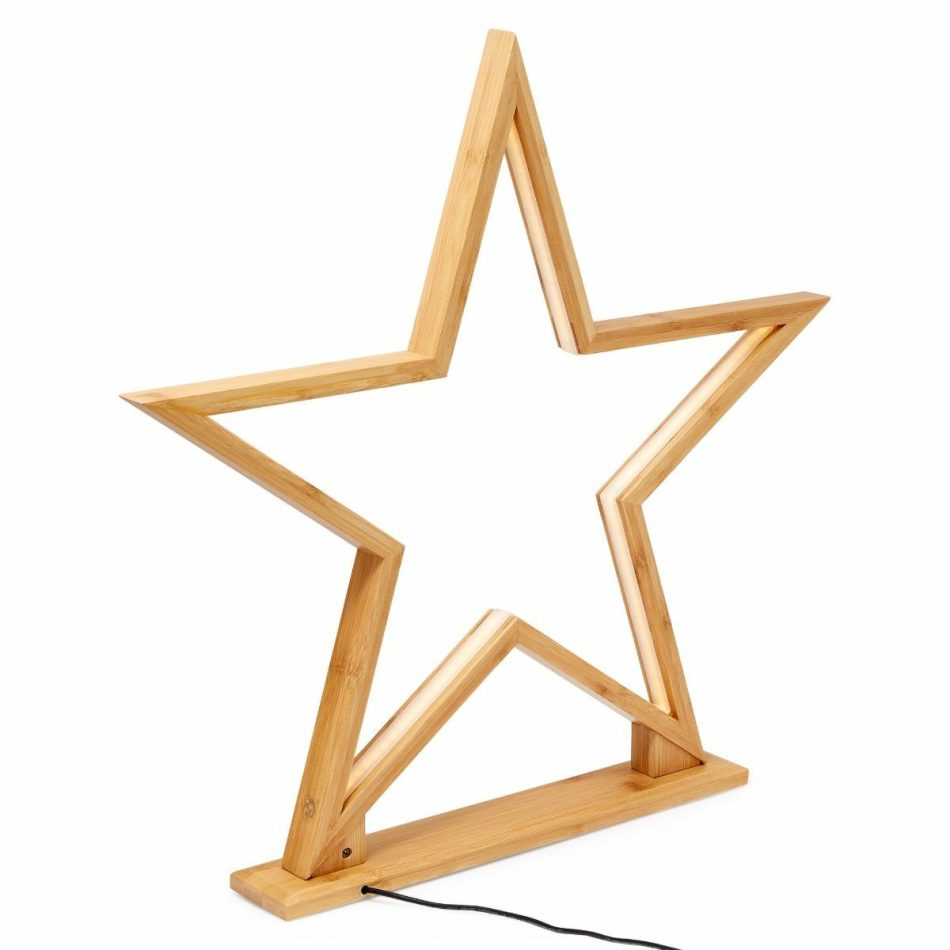 52cm Bamboo Star LED Table Desk Lamp Light Modern Designer - Natural - Image 5