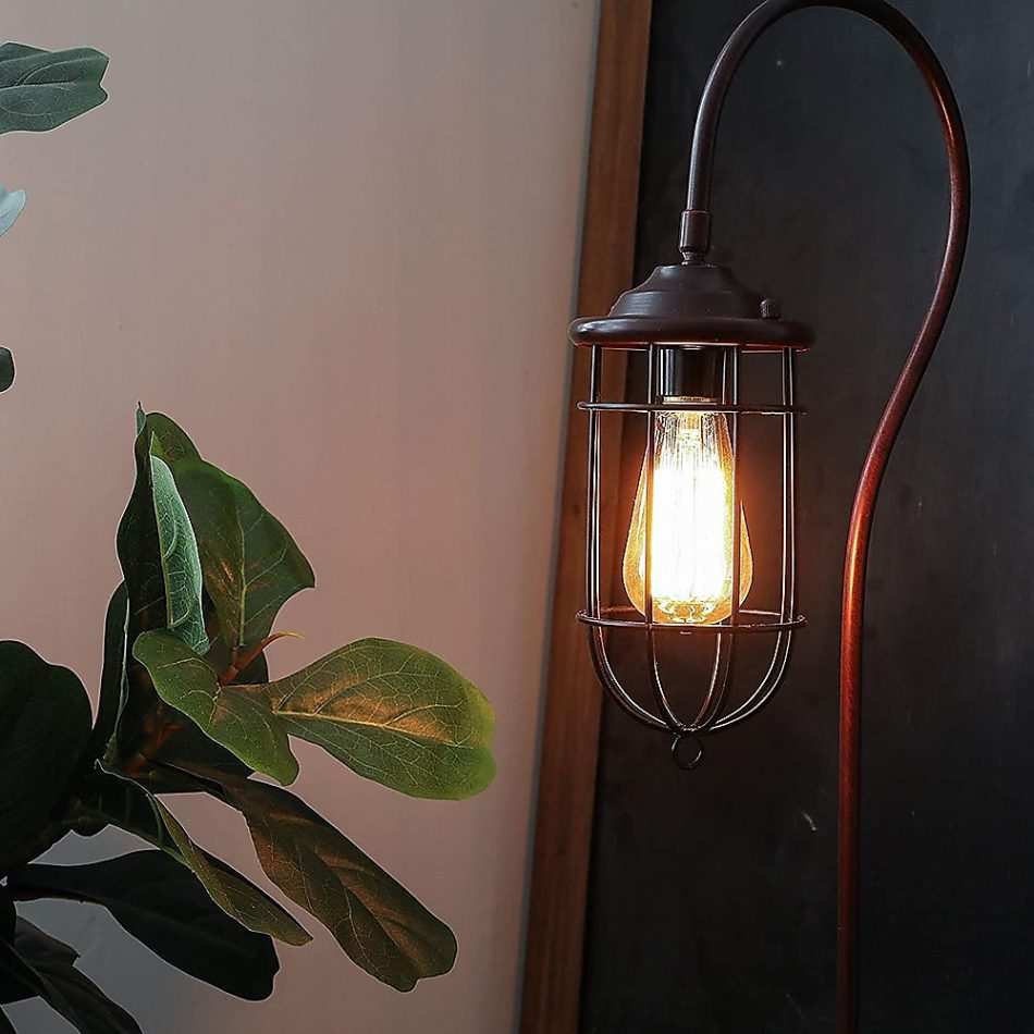 Industrial Floor Lamp with Adjustable Cage Shade Rustic Brushed in Bronze Finish - Image 2