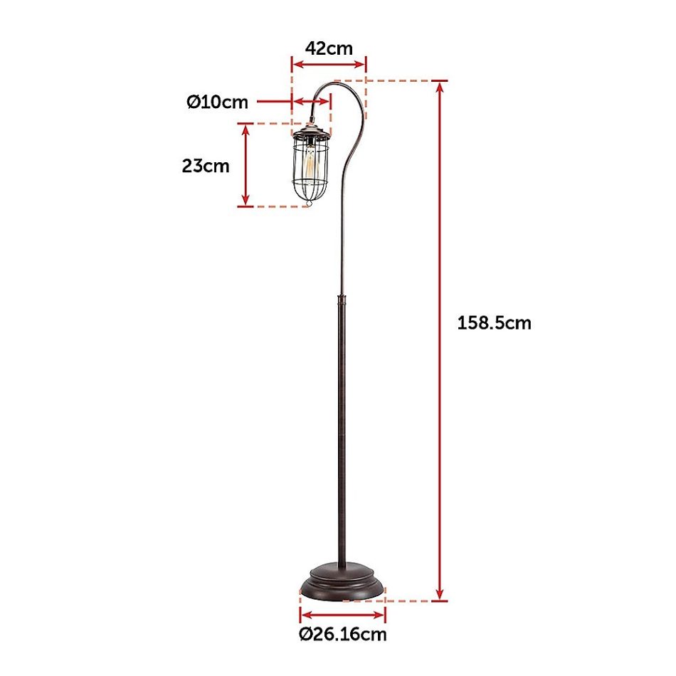Industrial Floor Lamp with Adjustable Cage Shade Rustic Brushed in Bronze Finish - Image 8