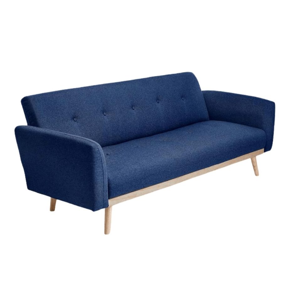 Nicholas 3-Seater Blue Foldable Sofa Bed - Image 3