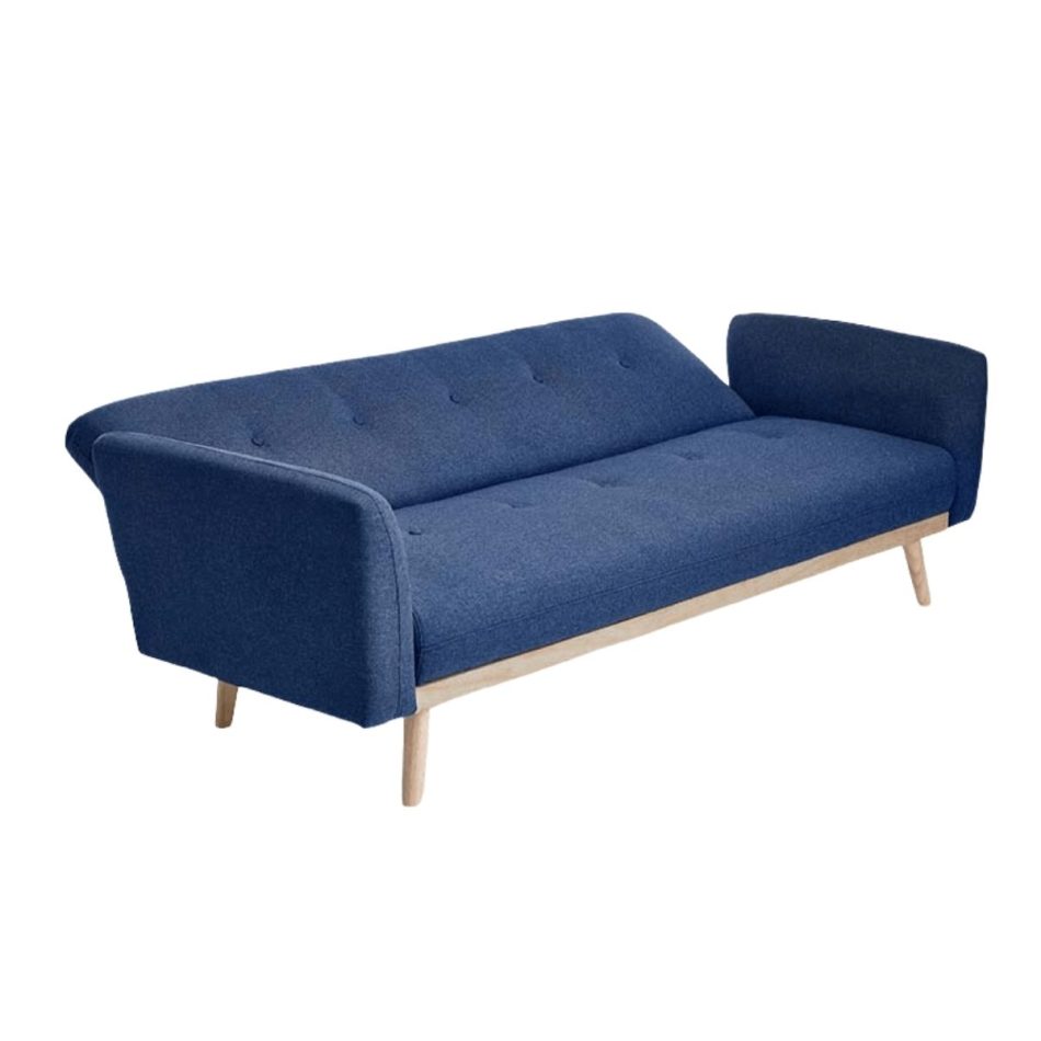 Nicholas 3-Seater Blue Foldable Sofa Bed - Image 4