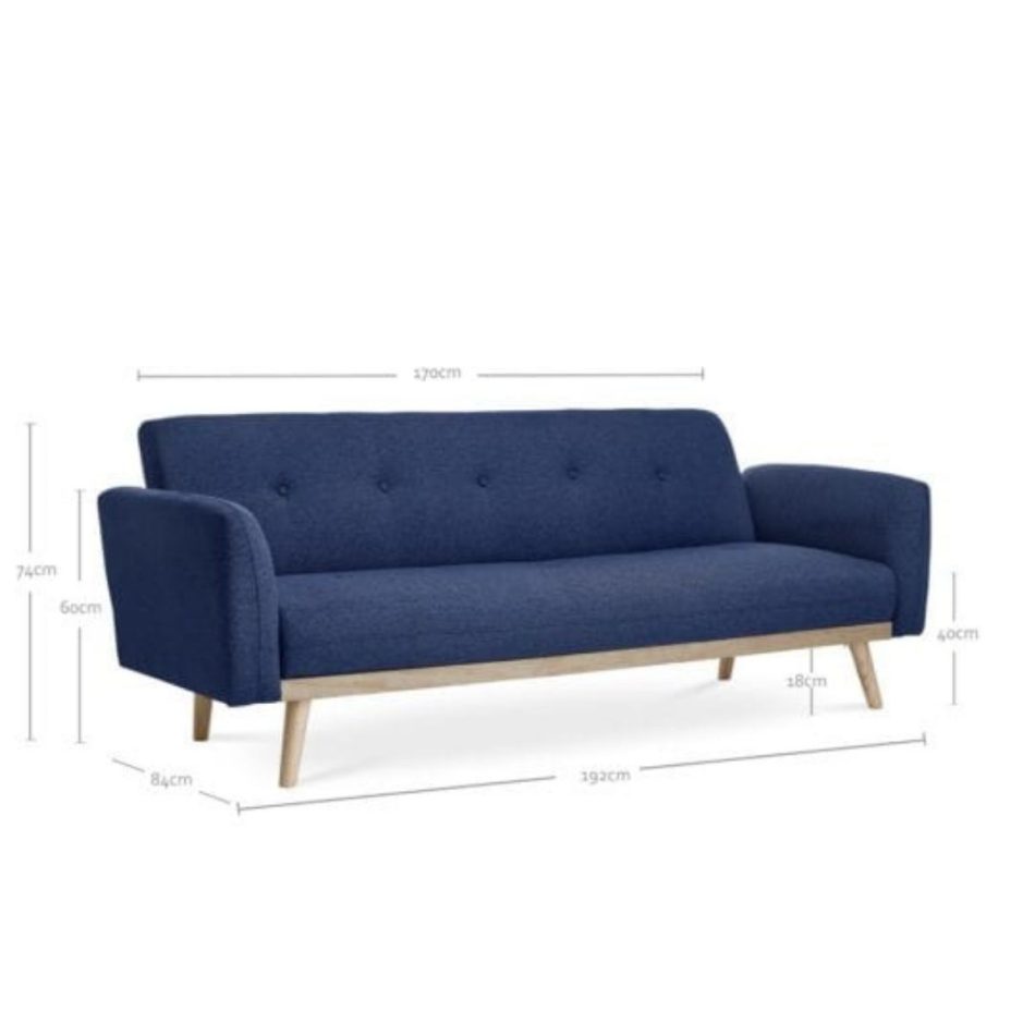 Nicholas 3-Seater Blue Foldable Sofa Bed - Image 6