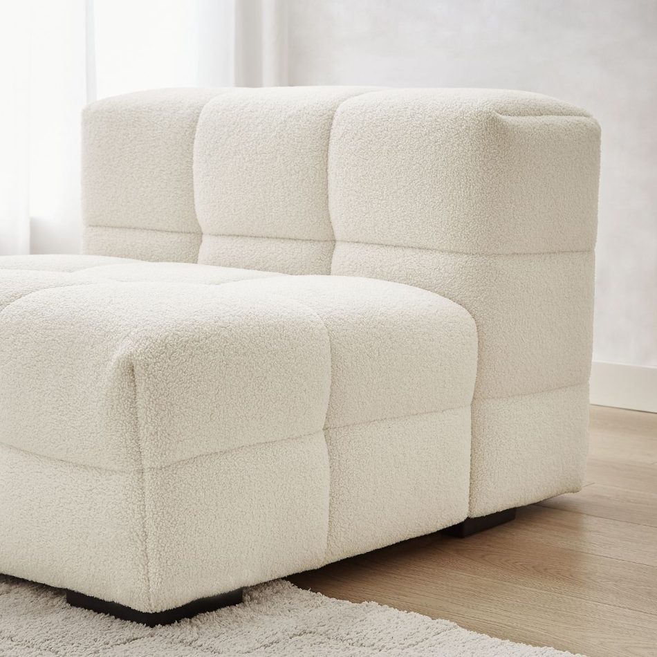 Travis White Boucle Fabric Armchair - Image 5