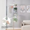 7-Layer Plant Stands Tension Pole Height Adjustable 230-290Cm Metal Pot Hanging Flower Display Rack with 6 Trays and Hanging Hook for Indoor Balcony Patio - Image 7