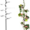 7-Layer Plant Stands Tension Pole Height Adjustable 230-290Cm Metal Pot Hanging Flower Display Rack with 6 Trays and Hanging Hook for Indoor Balcony Patio