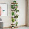 Plant Stand 8 Tier 9 Potted Indoor Plant Shelf Multiple Stands for Garden Corner Balcony Living Room (8Tier 9 Potted-Dark Wood Grain)