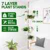 7-Layer Plant Stands Tension Pole Height Adjustable 230-290Cm Metal Pot Hanging Flower Display Rack with 6 Trays and Hanging Hook for Indoor Balcony Patio - Image 2