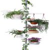 5-Tier Tension Rod Plant Holder Pole, Flower Display Stand Rack Stainless Steel Decorative Shelf, Ivory