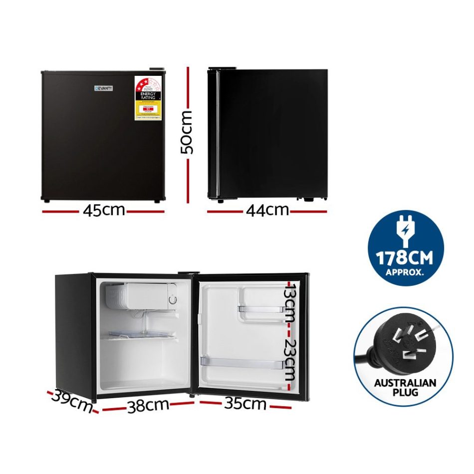 Devanti 48L Bar Fridge Black - Image 2