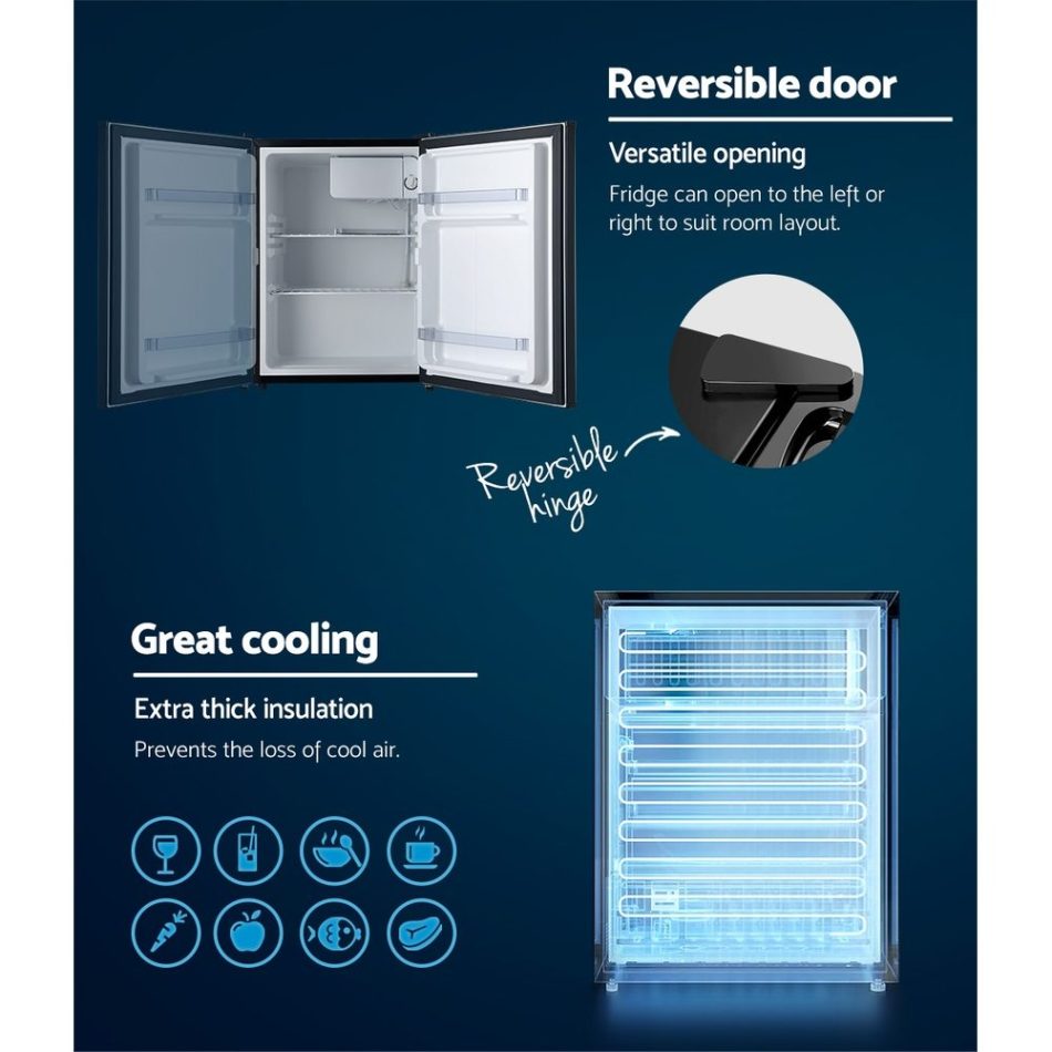 Devanti 70L Bar Fridge Black - Image 6