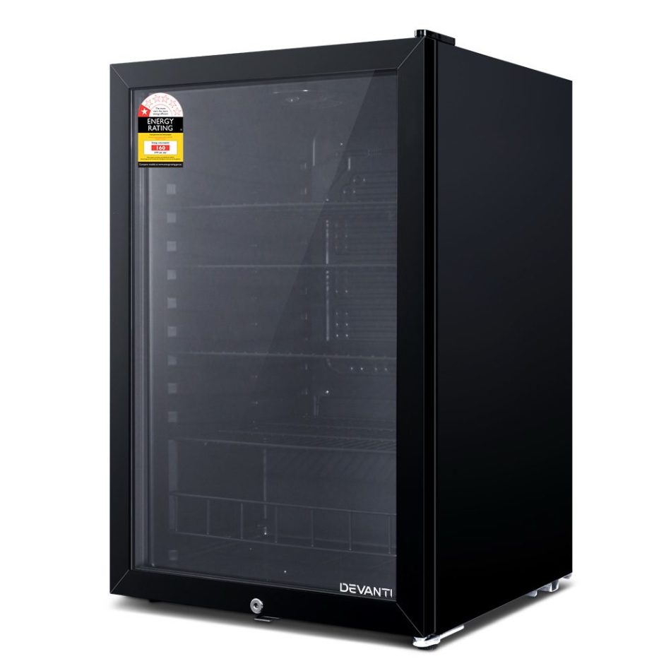 Devanti 115L Bar Fridge Glass Door w/Light Black - Image 8