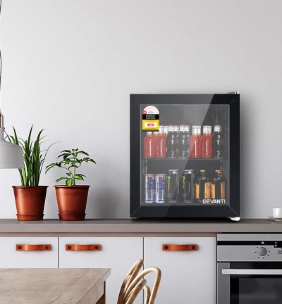 Devanti 46L Bar Fridge Glass Door Black