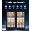Devanti 198L Bar Fridge Dual Glass Door w/Light Black - Image 3