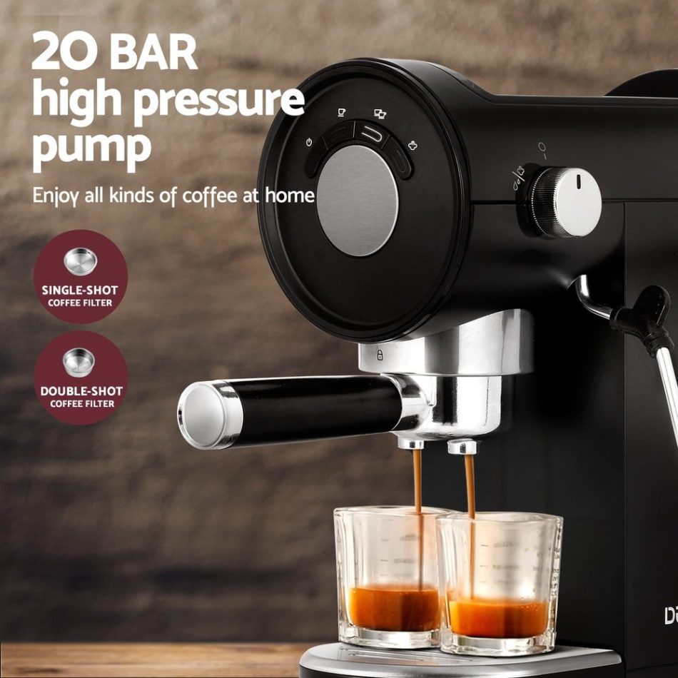 Devanti 20 Bar Coffee Machine Espresso Cafe Maker Black - Image 4
