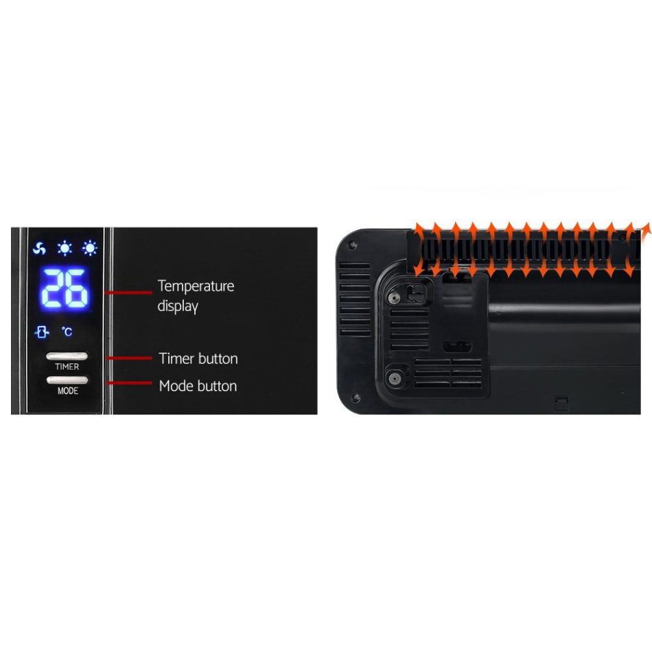 Devanti 2000W Wall Mounted Panel Heater - Black - Image 6