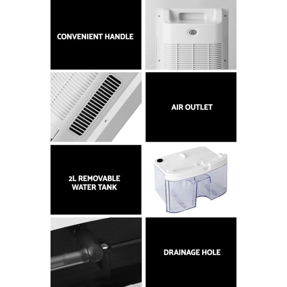 Devanti Dehumidifier 2L Air Purifier White - Image 7