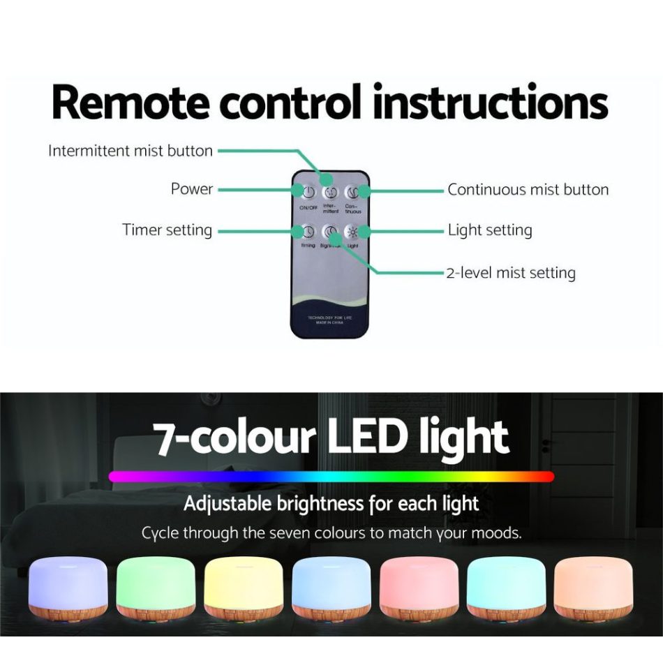Devanti Aroma Diffuser Aromatherapy Humidifier 500ml - Image 6