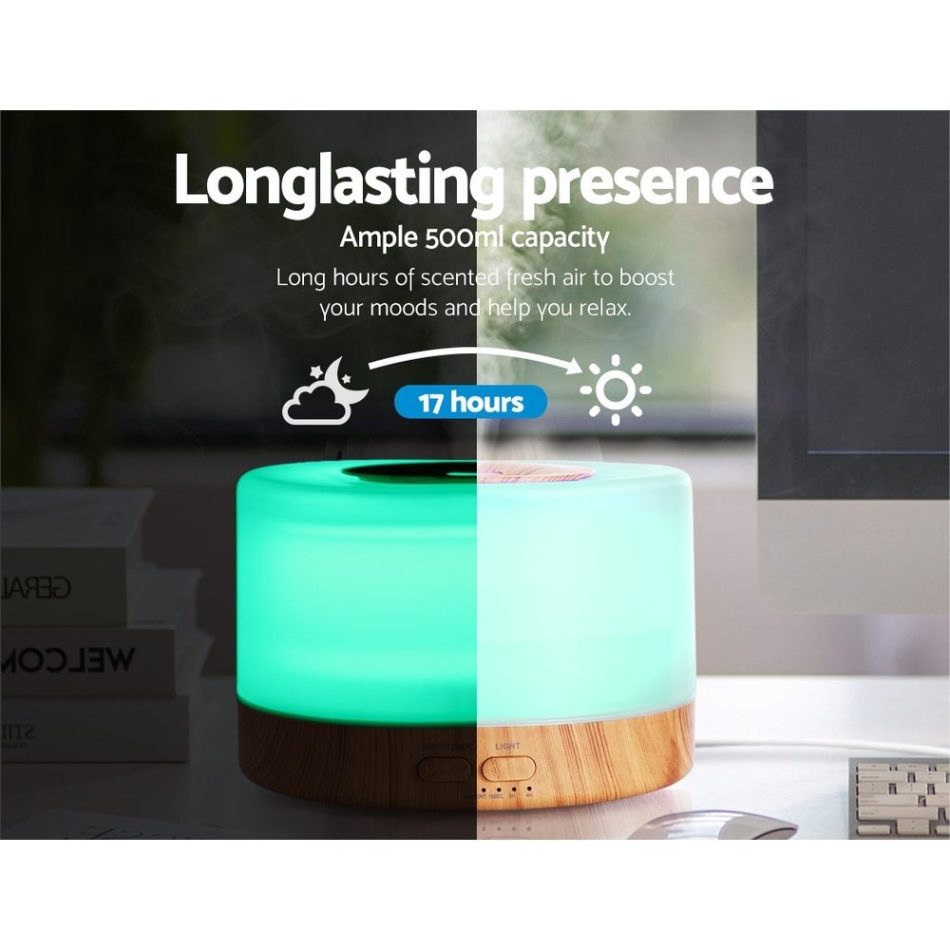 Devanti Aroma Diffuser Aromatherapy Light Wood 500ml - Image 5
