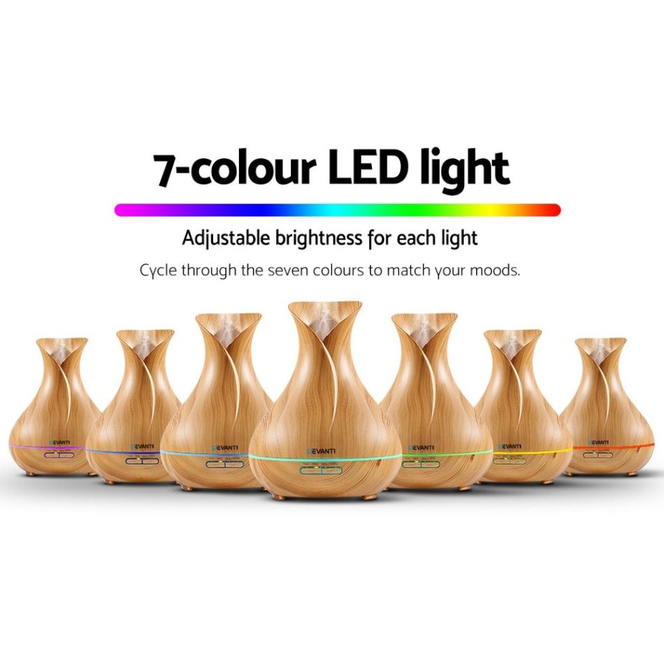 Devanti Aroma Diffuser Aromatherapy Light Wood 400ml - Image 5