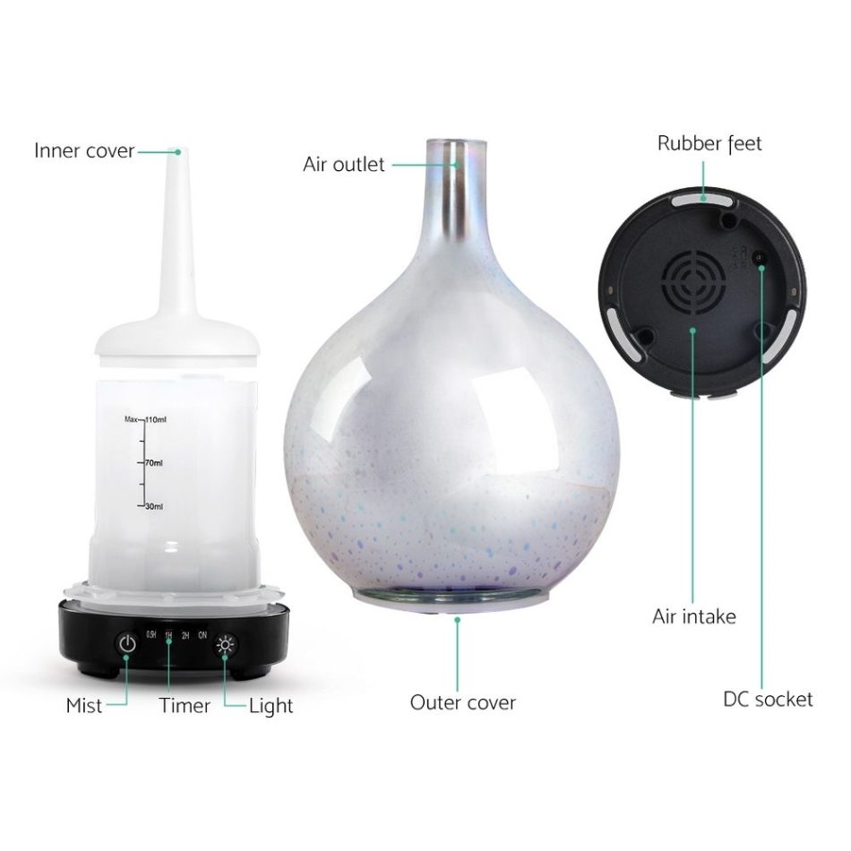 Devanti Aroma Diffuser Aromatherapy 3D Glass 100ml - Image 4