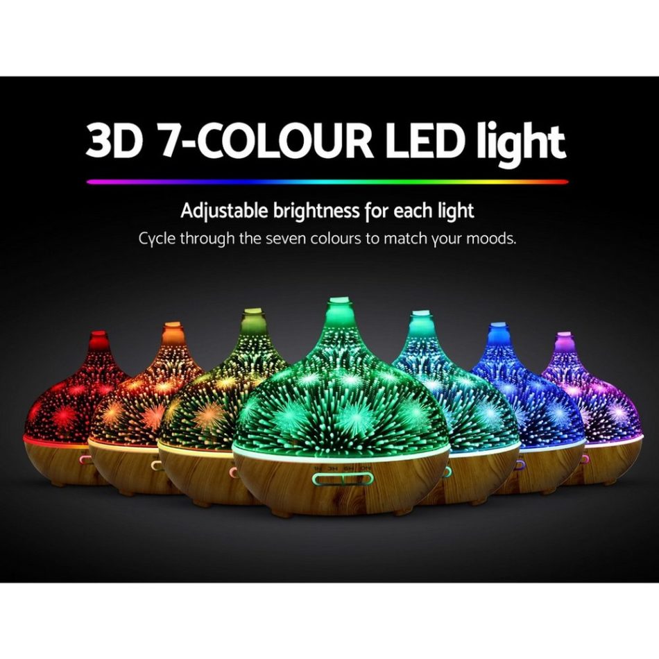 Devanti Aroma Diffuser Aromatherapy 3D Glass 400ml - Image 3