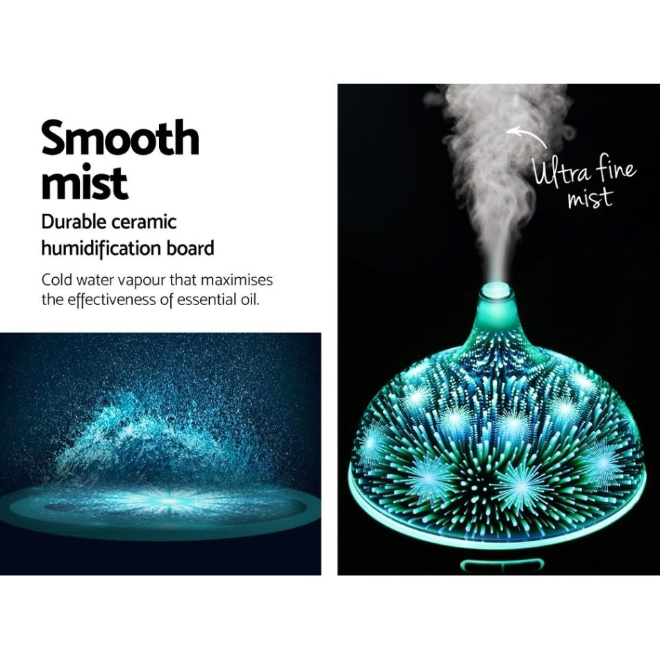 Devanti Aroma Diffuser Aromatherapy 3D Glass 400ml - Image 6