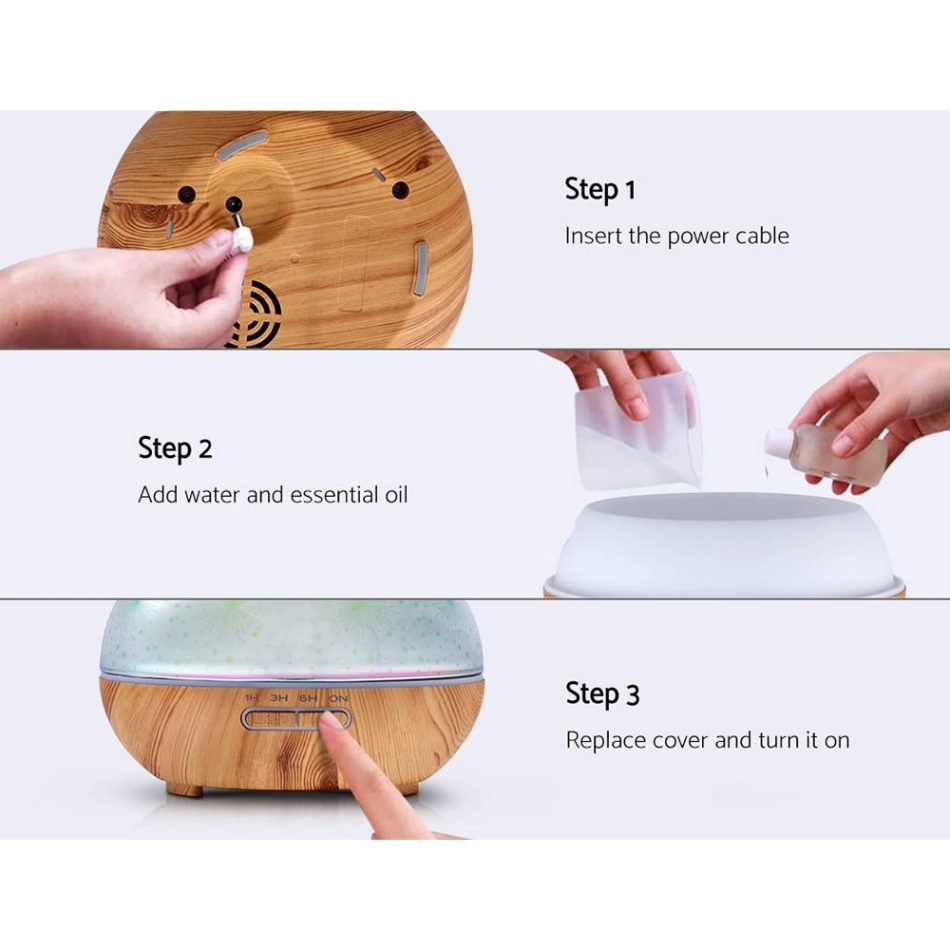Devanti Aroma Diffuser Aromatherapy 3D Glass 400ml - Image 7