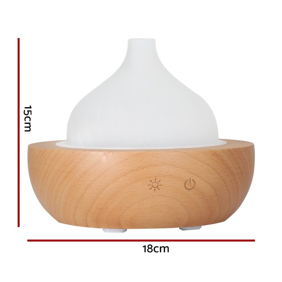 Devanti Aroma Aromatherapy Diffuser LED Oil Ultrasonic Air Humidifier Glass Wood - Image 2