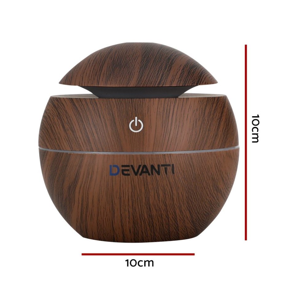 Devanti Aroma Diffuser Aromatherapy Dark Wood 130ml - Image 2