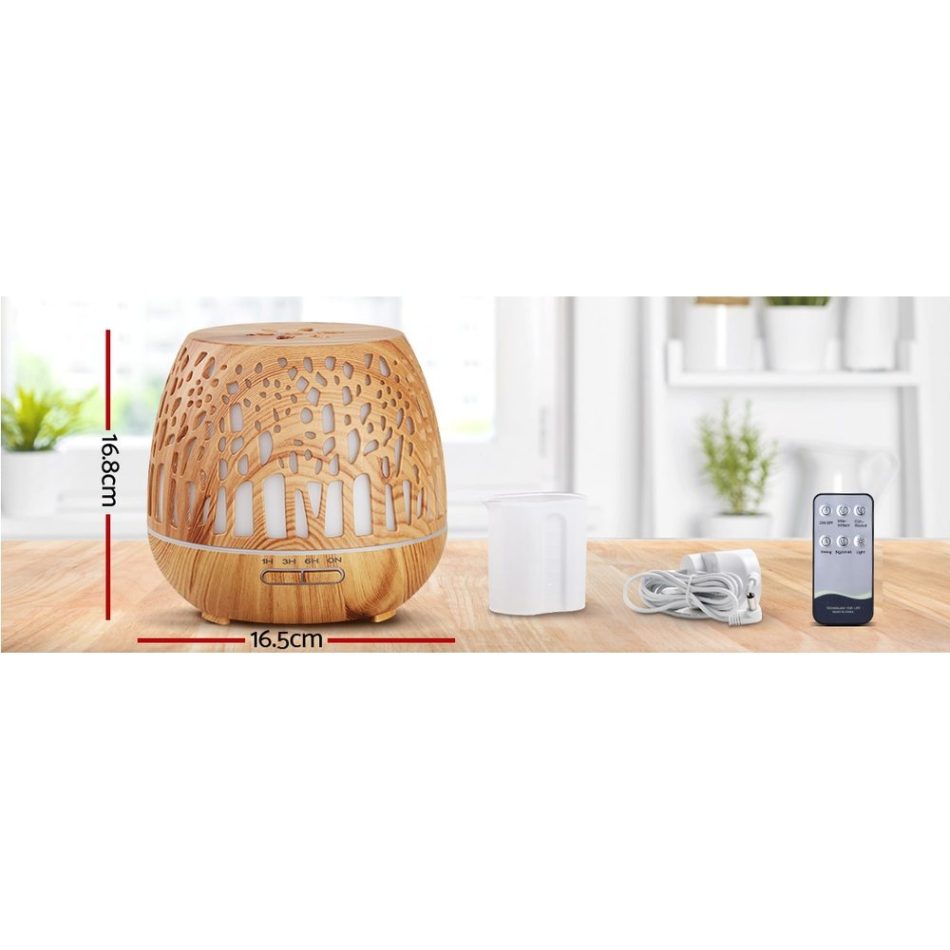 Devanti Aroma Diffuser Aromatherapy Wood Grain 400ml - Image 2