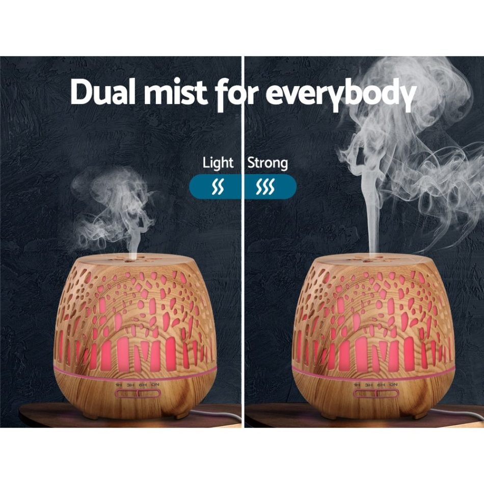 Devanti Aroma Diffuser Aromatherapy Wood Grain 400ml - Image 6
