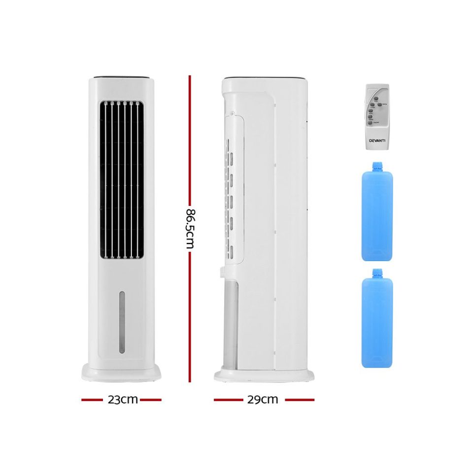 Devanti Tower Evaporative Air Cooler Conditioner Portable Cool Fan Humidifier 6L - Image 2