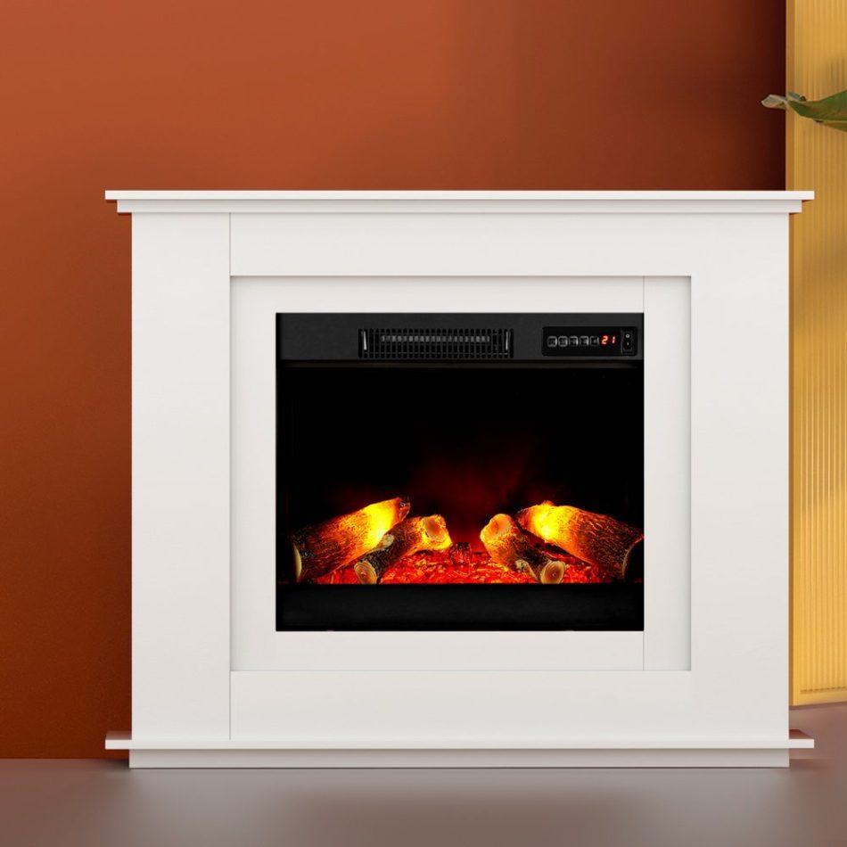 Devanti Electric Fireplace Fire Heater 2000W White - Image 7