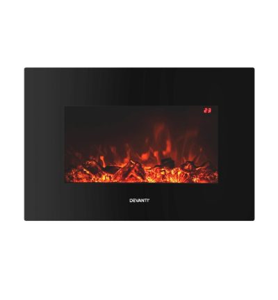Devanti Electric Fireplace Fire Heater 2000W Black
