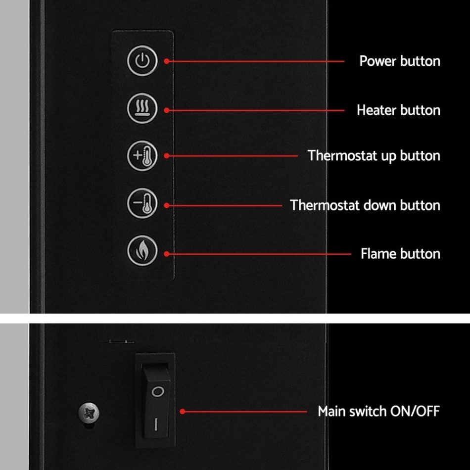 Devanti Electric Fireplace Fire Heater 2000W Black - Image 6