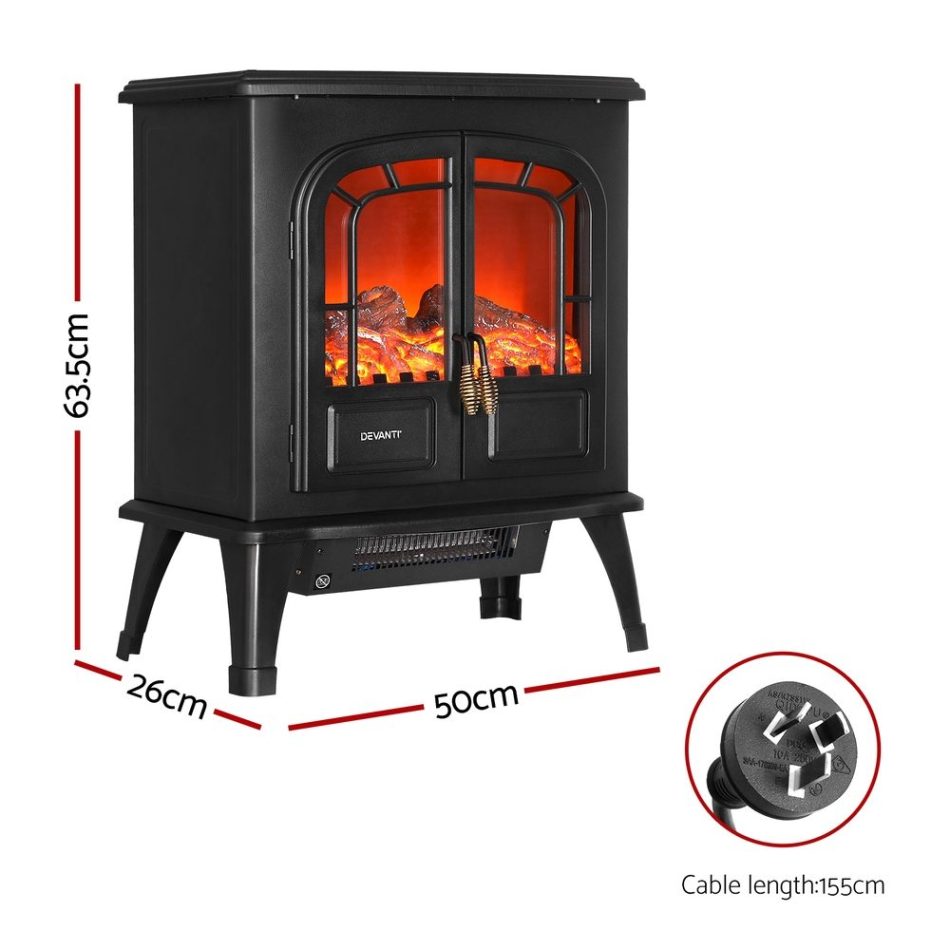 Devanti Electric Fireplace Fire Heaters 2000W - Image 2