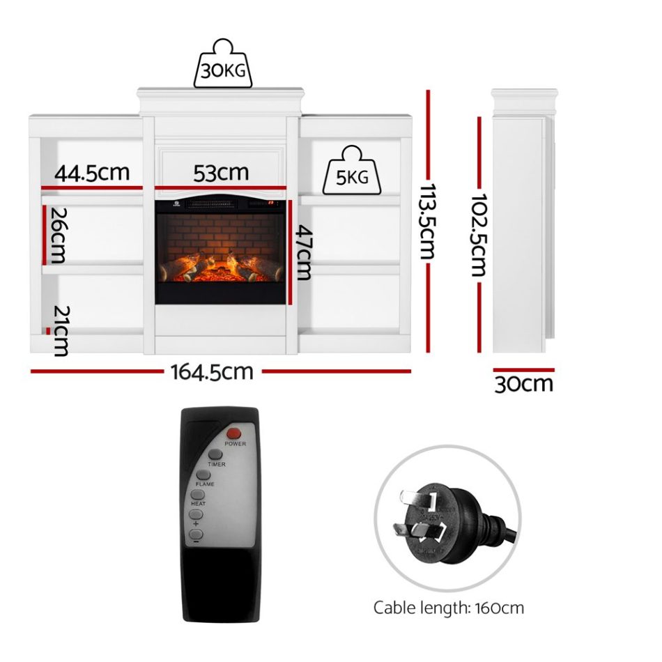 Devanti 2000W Electric Fireplace Fire Heater White - Image 4
